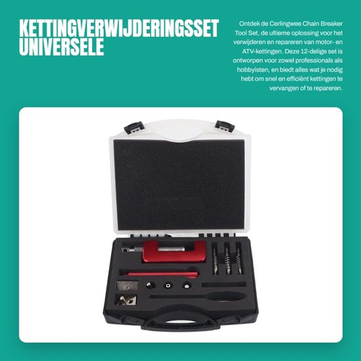 Kettingbreker Universele Set - 12 Stuks - Ketting Tool - Rivet Pliers - Geschikt voor 2.2mm/2.9mm/3.8mm - Inclusief Opbergdoos - Kettingtool