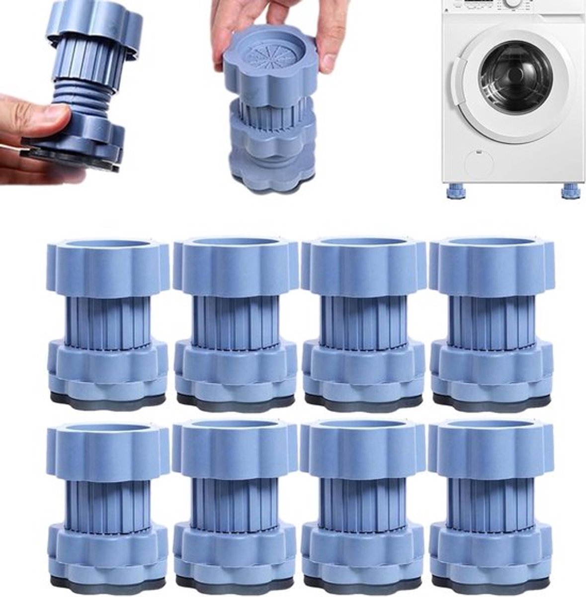 Universele Verhogingspad voor Wasmachine Onderstel - Antislip en Trillingsdempend - Set van 8 stuks