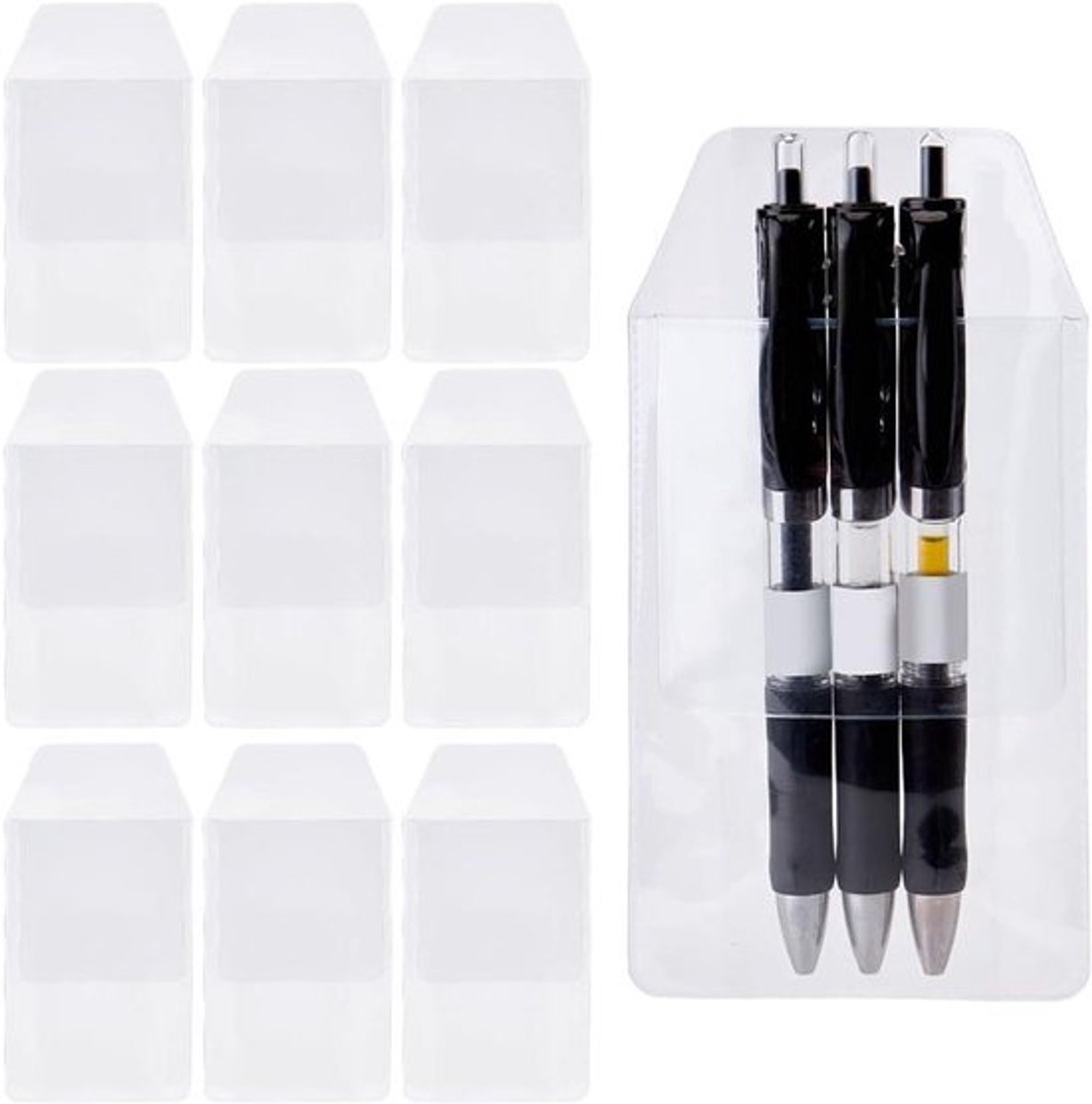 - Pen Zakhouder - Bescherming - Transparant - PVC - Opbergtas - School en Kantoor - Rechthoekig - Ziekenhuis - 10 stuks - 16,2 x 9,3 cm - Lanyard - Do It Yourself - Shirts en Jassen