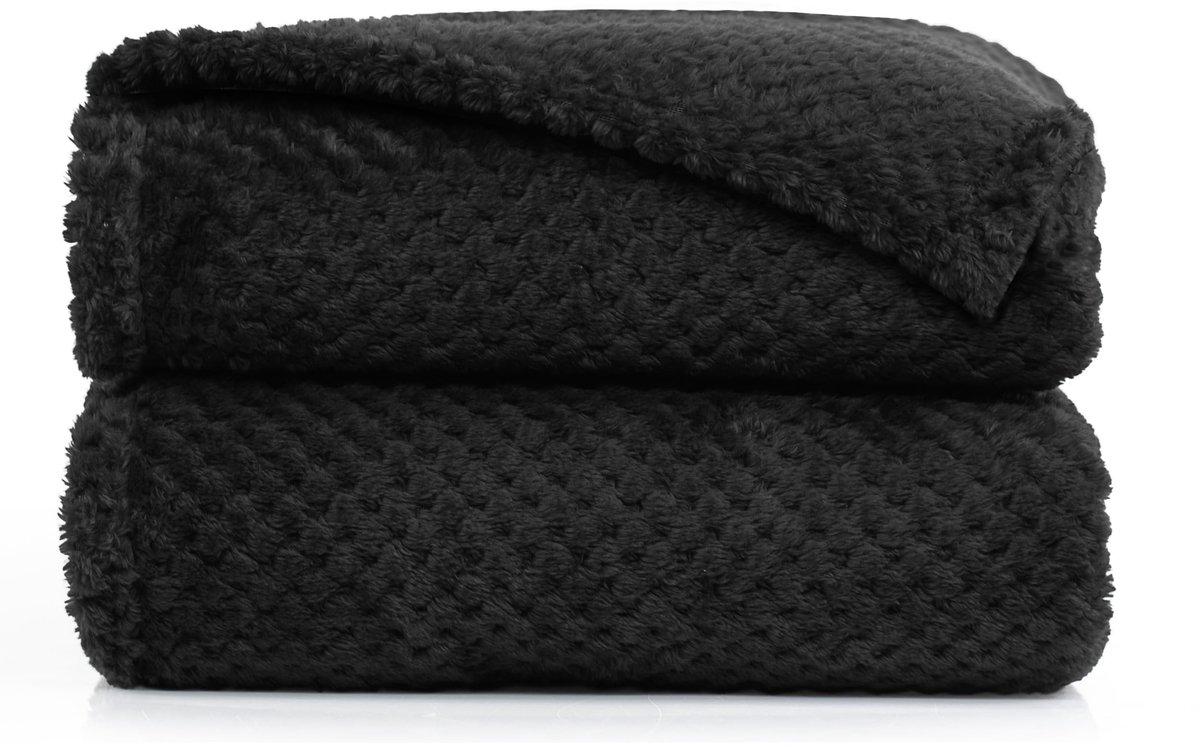 SnelShoppen - Zwarte DecoKing Henry Knuffeldeken 150 x 200 cm - Zachte Microvezel Woondeken - Behaaglijke Fleece Sprei in Scandinavische Stijl voor Th