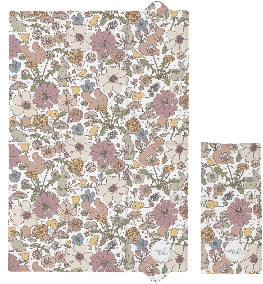 SnelShoppen - Opvouwbaar en Draagbaar Aankleedkussen voor Baby's, 40 x 60 cm, Waterdicht, Reisvriendelijk, Kleurrijke Tuinbloemen, Geschikt voor Meisj