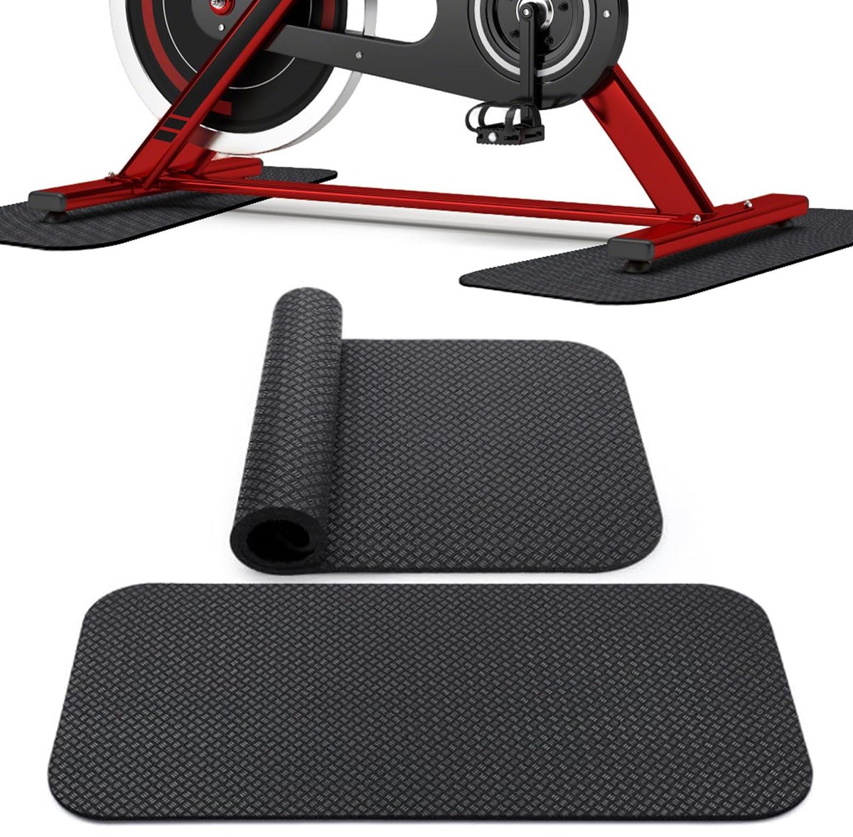 SnelShoppen - 2 Stuks Vloerbeschermingsmat voor Fitnessapparaten, 28 x 70 cm, 6 mm Dikte, Stootvast en Geluidsisolerend, Ideaal voor Loopband, Hometra