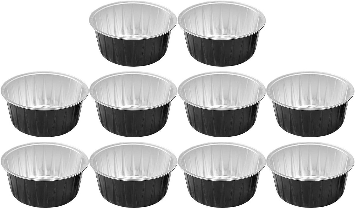 Aluminiumfolie Wax Cups - Wax Smeltkom - Ontharen Thuis - Gelijkmatige Warmteverdeling - 10 Stuks - Zwart