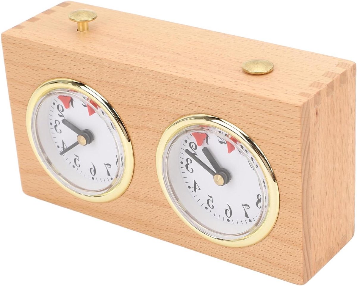 Mechanische Schaakklok - Analoge Timer - Schaakwedstrijden Spelen - Batterijvrij Opwindbaar - 154 x 55 x 9 cm - Houtkleurig
