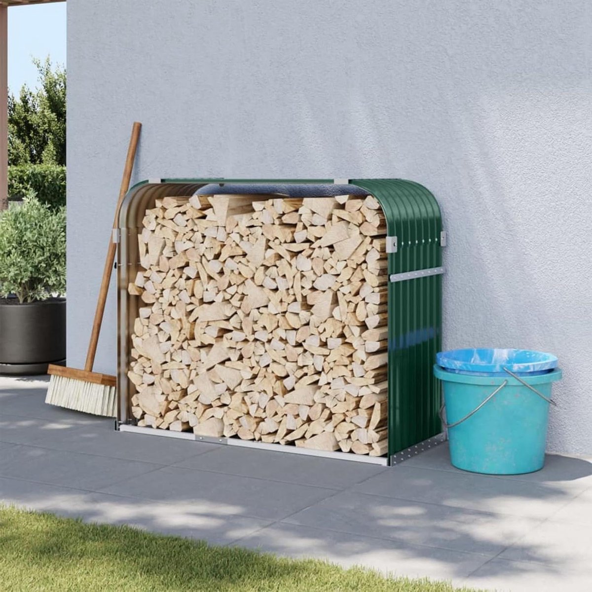 Houtopslag Rek - Houtmand Stapelaar - Droog Hout Houden - Verhoogde Constructie - 120 x 45 x 100 cm - Groen