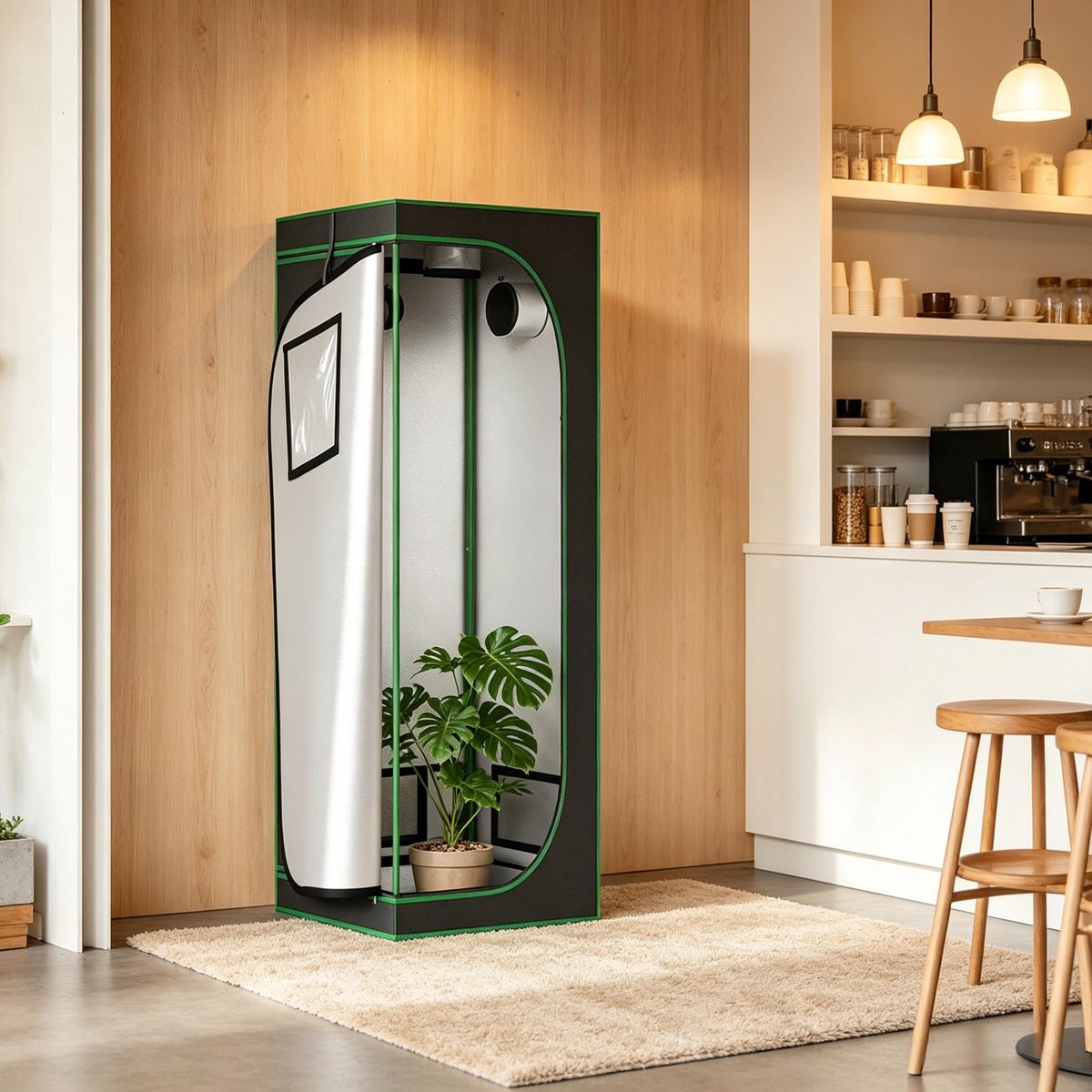FloraGrace Kweektent – 60x60x180 Cm – 600D Oxford Stof En Stalen Frame – Zwart Groen – Indoor Kweekruimte Met Ventilatie En Kijkvensters