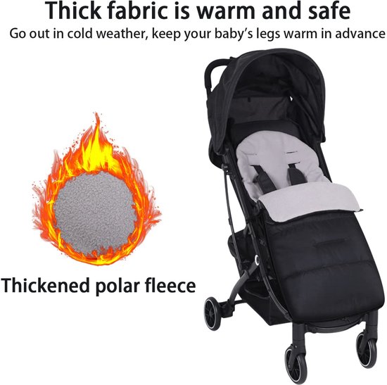 SnelShoppen - Winter Slaapzak voor Kinderwagen, Universele Voetenzak, Waterdicht, Antislip, Afneembaar, Zwart, Ideaal voor Kinderen en Buitenactivitei van Snelshoppen — afbeelding 2