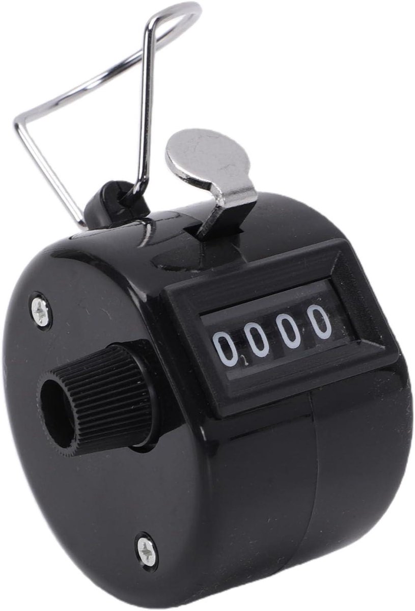 Handmatige Teller - Clicker Teller Nummers - Tellen Inventaris Sport - Met Resetknop - 4 Cijfers - Zwart