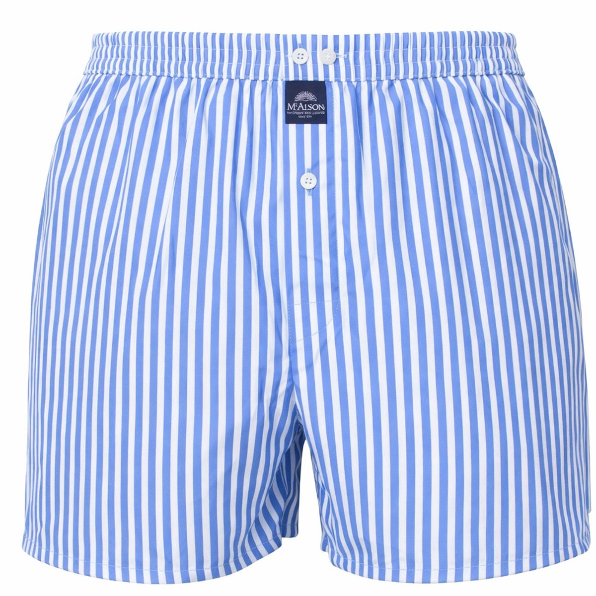 McAlson Wijde boxershort - White/Blue - maat M (M) - Heren Volwassenen - 100% katoen- M0234-M