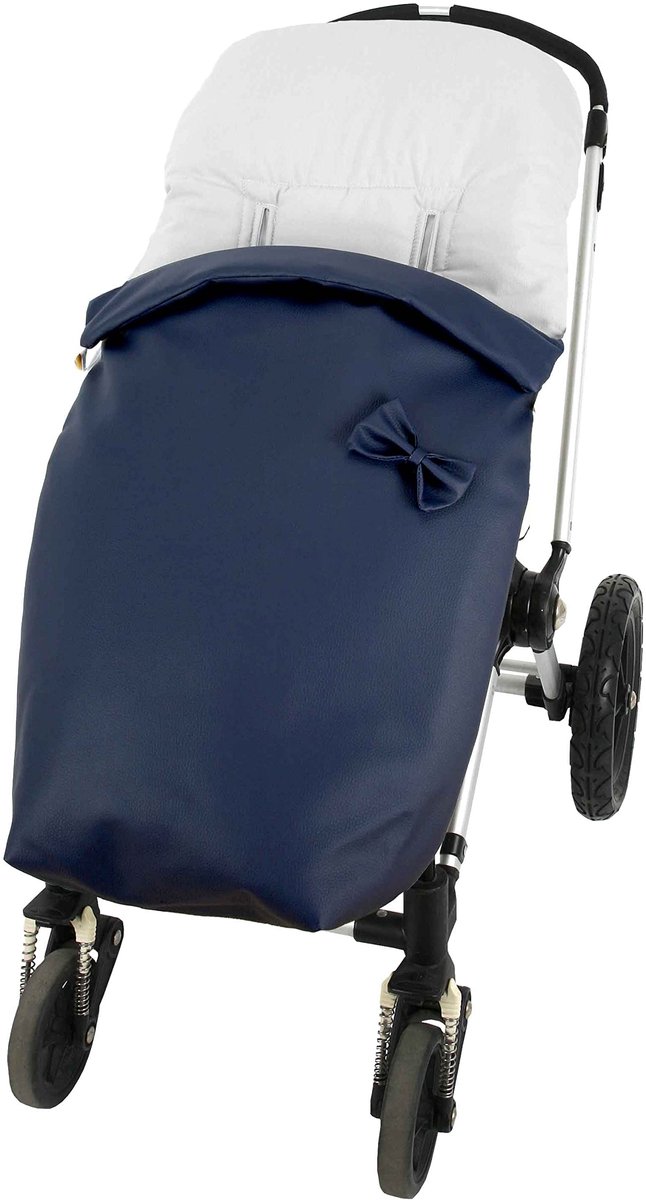 SnelShoppen - Universele voetenzak kinderwagen waterdicht marineblauw ECOPIEL, winter voetenzak en zomer stoelhoes, gemaakt in Spanje, ideaal voor kin van Snelshoppen — afbeelding 3