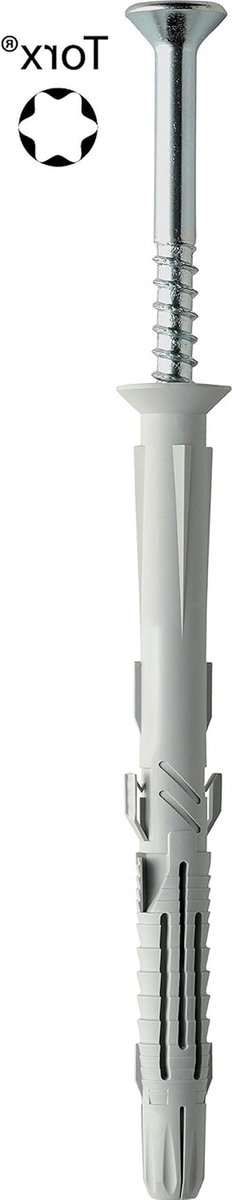 Metaaldetectie pluggen - Ankers pluggen - Bevestigen in beton - Anti-rotatie vleugels - 10 x 80 mm - Grijs