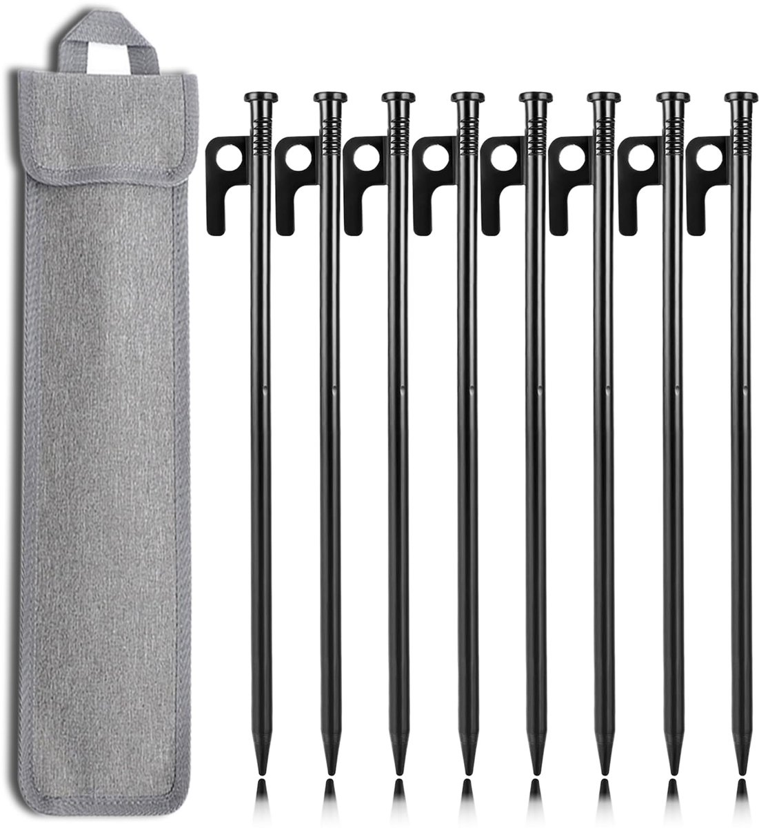 SnelShoppen - Tentharingen 30 cm, Stalen Haringen voor Camping, Lange en Stabiele Haringen met Haak en Gat, Ideaal voor Outdoor, Wandelen en Kamperen