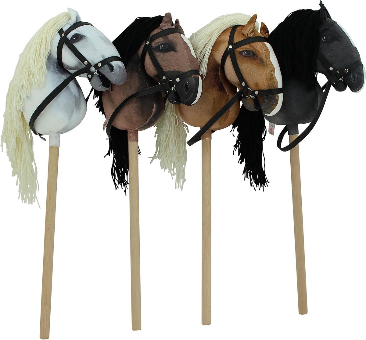 Stokpaard - Hobbyhorse paard - Hobby horsing - Realistische pluche kop - 80 cm - Donkerbruin