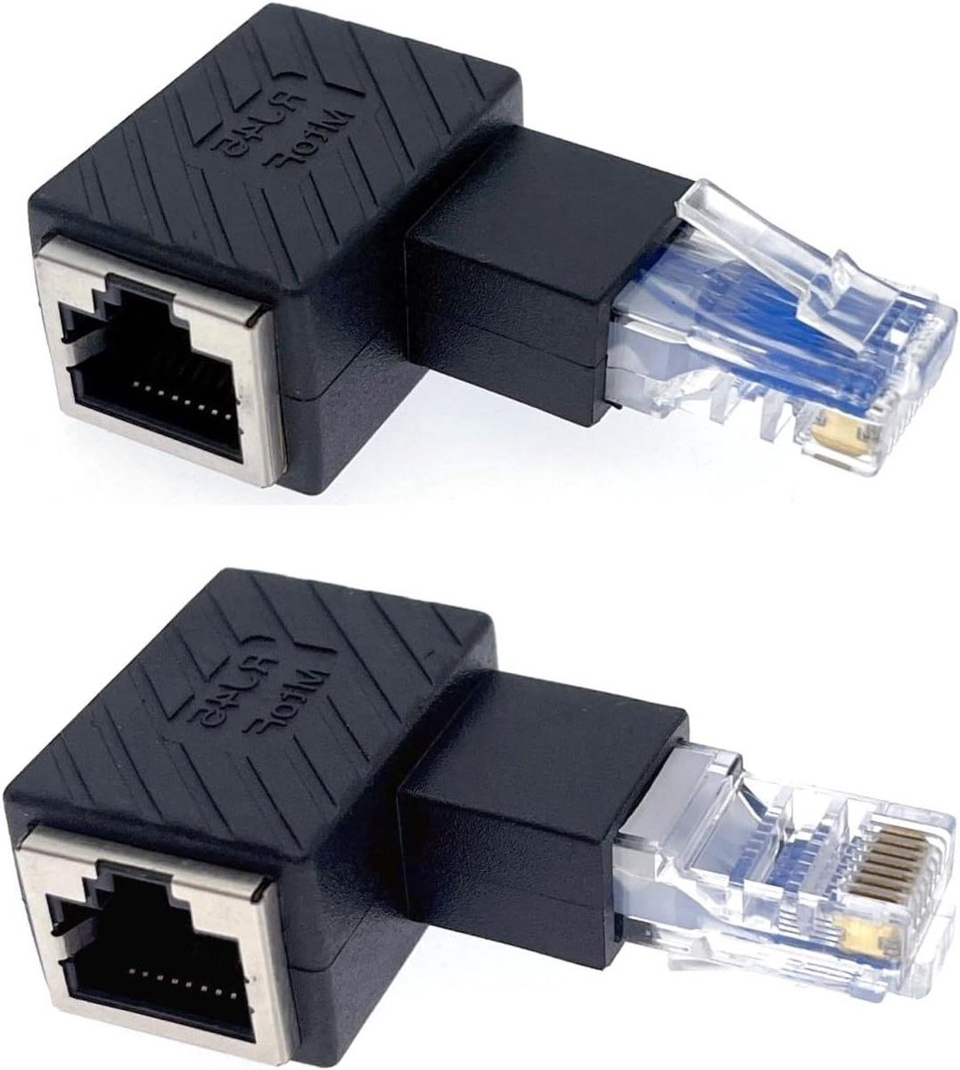 RJ45 Adapters - Ethernet Hoekstuk - Netwerk Verbinding - Metaal Afscherming - 2 Stuks - Zwart