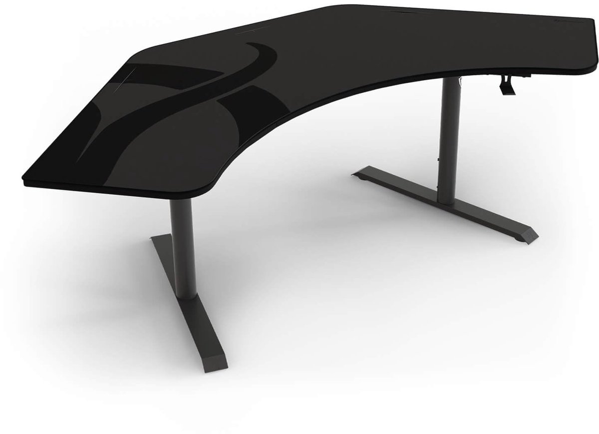 SnelShoppen - Arozzi Arena Angelo Gaming-bureau L Hoogte Verstelbaar 71-81 cm met Compleet Muismatoppervlak, Kabelmanagement, Monitorstandaard en Afwa