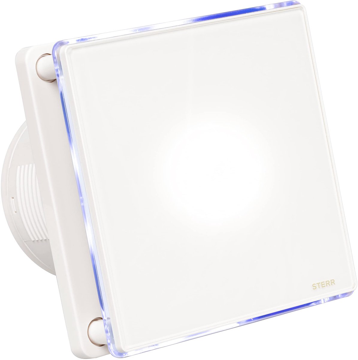SnelShoppen - Witte Badkamerventilator 100 mm met LED Verlichting, Glazen Front, Moderne Look, 10 W, Ideaal voor Badkamer en Toilet