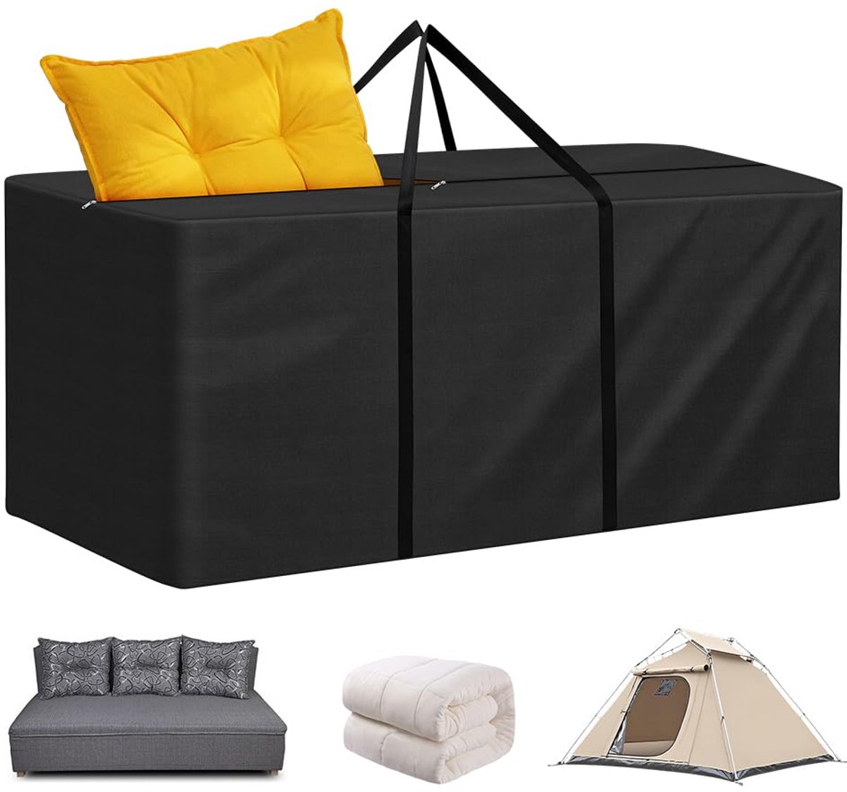 SnelShoppen - Tuinmeubelkussen Opbergtas 200x60x75 cm Waterdicht Anti-UV Scheurbestendig Oxford Stof met Handvat en Rits voor Buiten en Patio