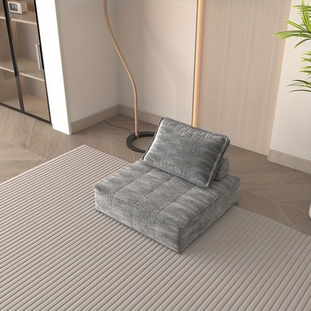 Bankbed – Slaapbank – Bedbank – Modulaire Sofa – Logeerbed – Chenille Bekleding Grijs – Ru