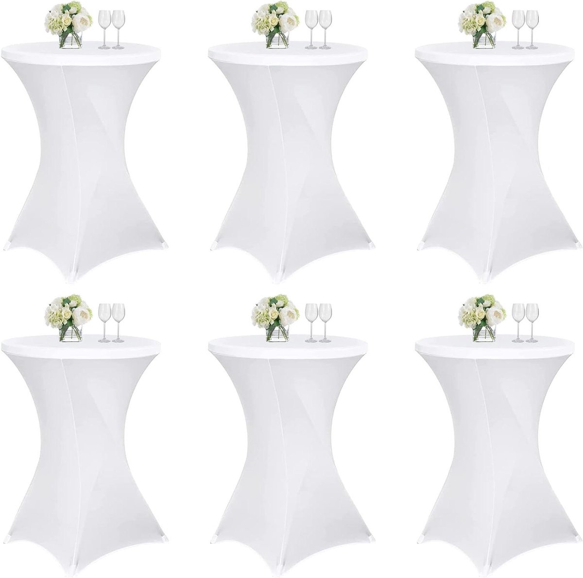 Statafelhoezen - Tafelkleden Spandex - Feestdecoratie - Met Voetzakken - 80x110 cm - Wit