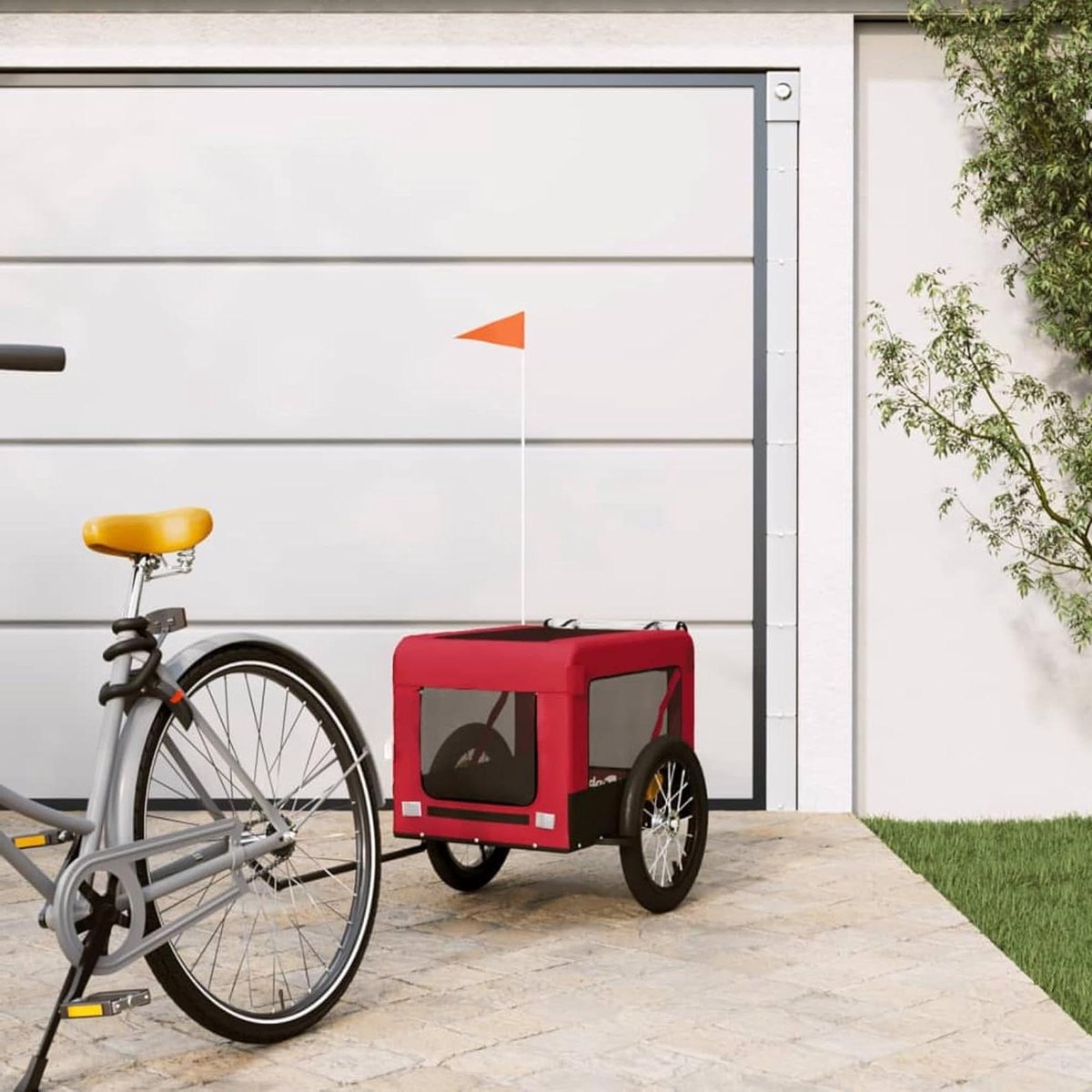 Fietskar voor honden - Hondenkar fiets - Comfortabel vervoer - Waterafstotende hoes - Niet gespecificeerd - Rood en zwart