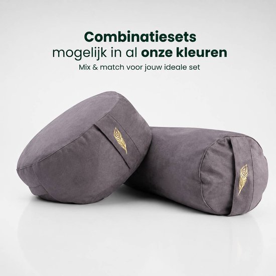 MindBaas Meditatiekussen - Eco - Suede - Donkergrijs - 15 x 33 cm (hoogte x diameter) - Yoga kussen - Yogakussen van MindBaas — afbeelding 3