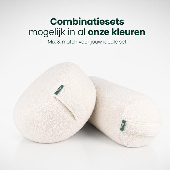 MindBaas - Yoga Bolster - Eco - Teddy - Wit - Dubbel Gestikt - 60 x 20 cm (lengte x diameter) - Yoga Kussen van MindBaas — afbeelding 5
