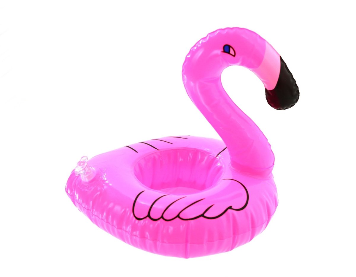 MPLCo - Drankhouder - Cup Holder - Opblaasbare Flamingo Drankhouder - Drijvende Bekerhouder voor Zwembad, Jacuzzi & Strand - Opblaasbare Cup Holder voor Blikjes, Bekers & Cocktails - 17 x 14.5 x 17 cm - Roze