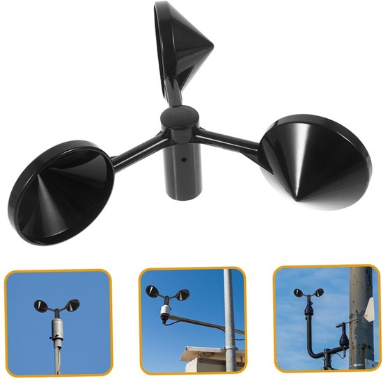 Windmeter Bladen Set - Windmeter Cup - Windmetingen Uitvoeren - 3-Kops Ontwerp - 15 x 15 x 12.4 cm - Zwart — afbeelding 5