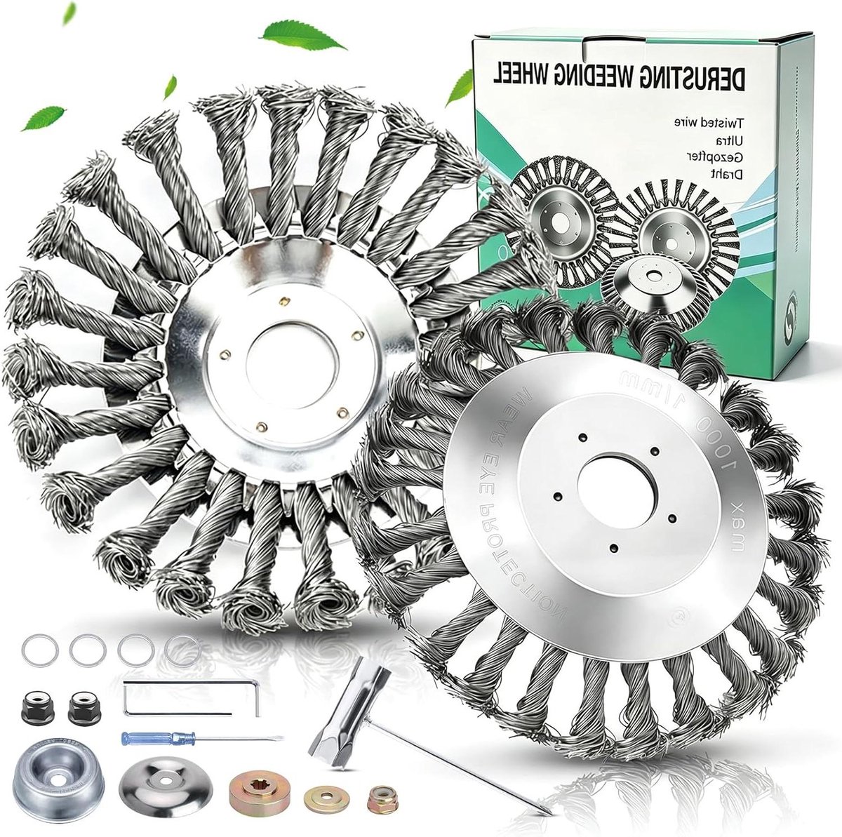 Onkruidborstel Set - Wilde borstel trimmer - Onkruid Verwijderen - Roestvrij Staal - 25 cm Boring - Zilver