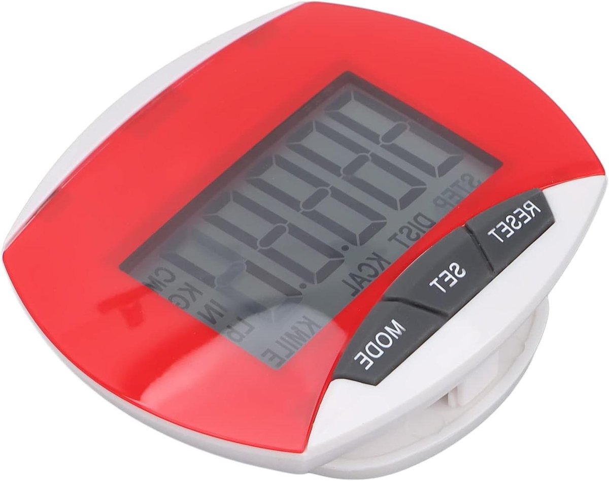 Stappenteller Enkel - Pedometer Clip - Fitness Doelen - Automatisch Aan/Uit - 7 x 6 x 4 cm - Rood