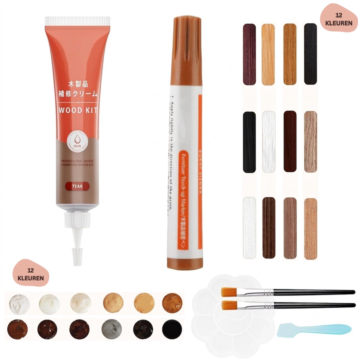 ApexArte® Laminaat Reparatieset - Laminaatvuller - Vuller - Stiften Set