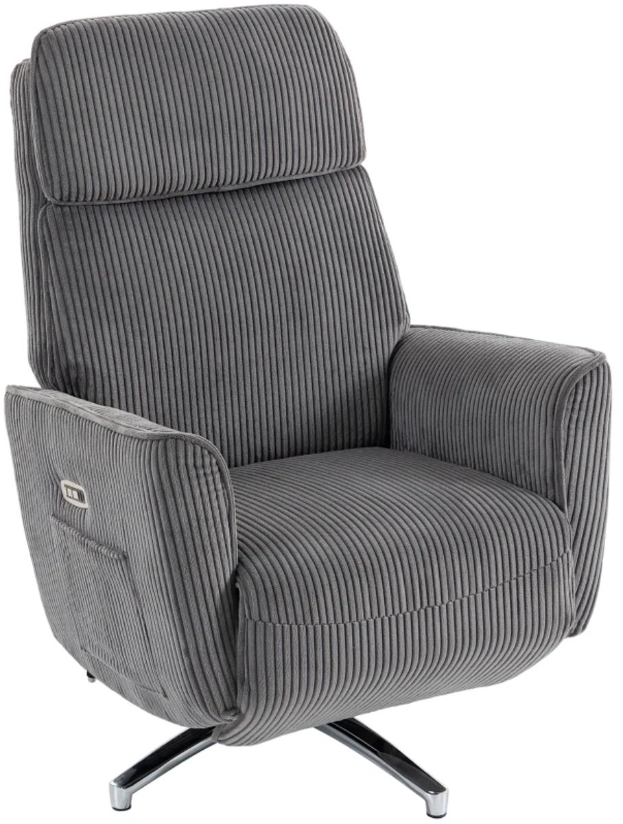 Relaxfauteuil - Relaxzetel - Relaxstoel - Fauteuil - Stoel - Met armleuning - Voor één Persoon - Donkergrijs