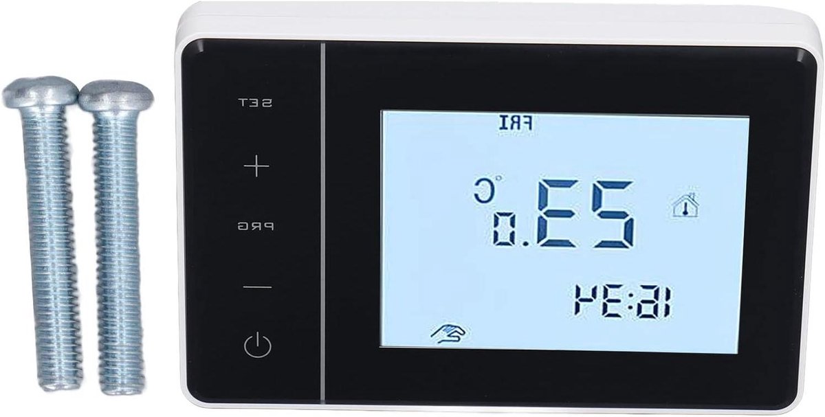 Programmeerbare Thermostaat - Slimme Thermostaatschakelaar - Verwarming Regelen - Touchscreen LCD - AC100-230 V - Zwart Wit