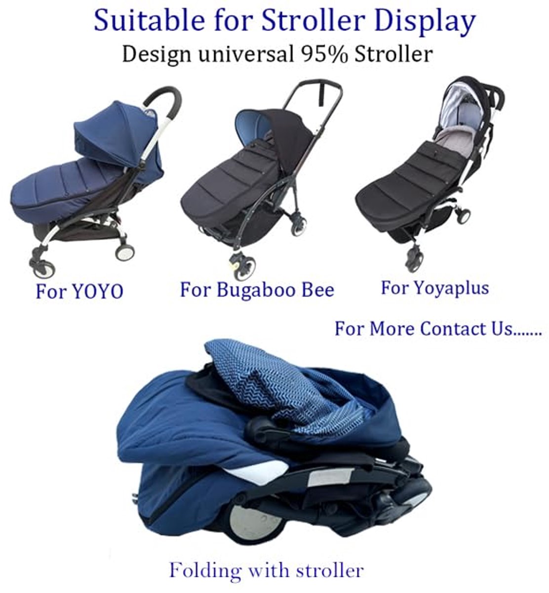 SnelShoppen - Universele Kinderwagen Voetenzak voor Babyzen, Stokke en Bugaboo - Wind- en Koudbestendig Materiaal - Gemakkelijk Schoon te Maken - Blau thumbnail 4