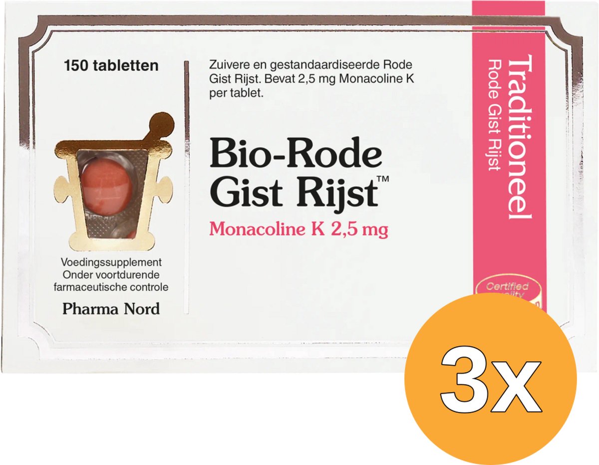 3x Pharma Nord Bio Rode Gist Rijst (150 tabletten)