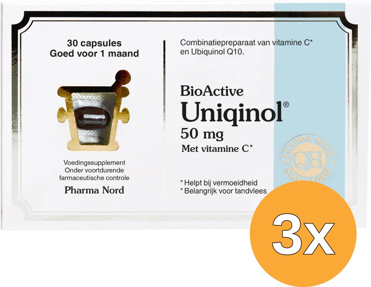3x Pharma Nord Bio Active Uniquinol Q10 50mg (30 capsules)