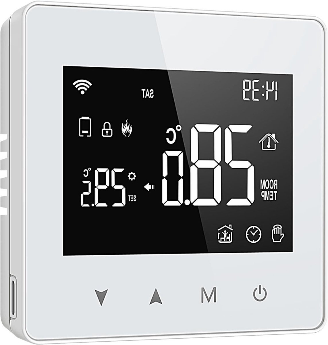 Slimme Thermostaat - Digitale Kamerthermostaat - Energie Besparen - Programmeerbare Instellingen - 8.6x8.6cm - Wit