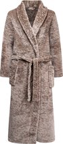 GAUBERT® Unisex Badjas Extra Lang met Sjaalkraag en Ceintuur - Ochtendjas - Superzacht Coral Fleece - Heren Dames - Reli√´f Taupe Bruin - Maat L/XL - 8217-Taupe