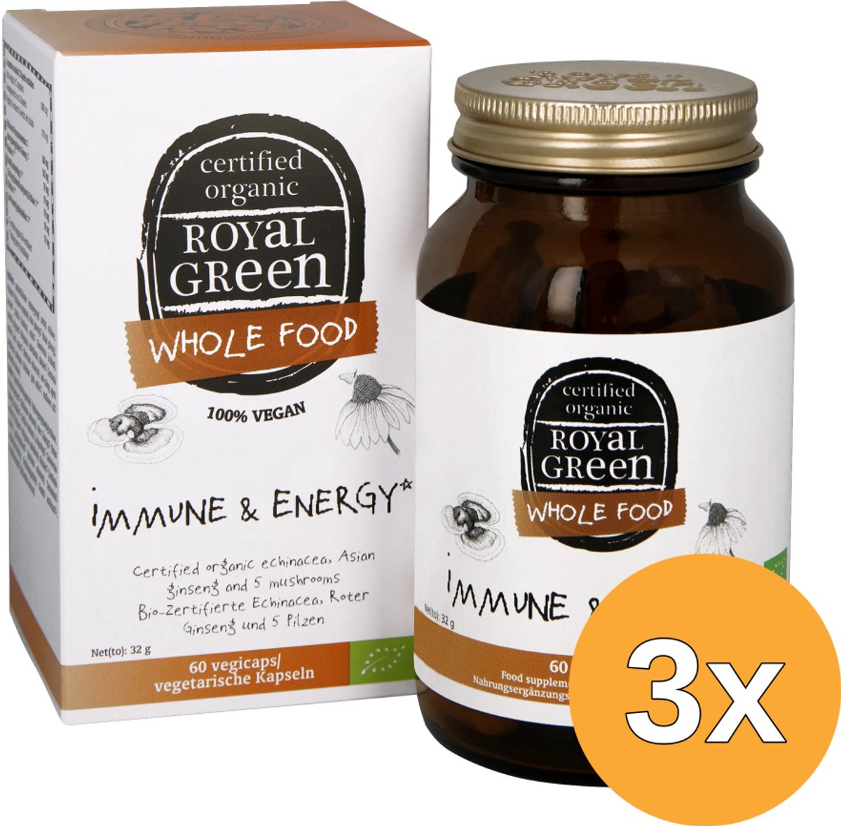 3x Royal Green Immune & Energy Bio (60 vega capsules)