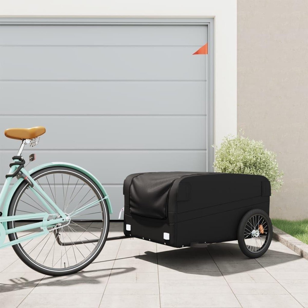 Fietskar - Boodschappenkar Aanhanger - Goederen Vervoeren - Stevig IJzeren Frame - 137 x 69 x 59 cm - Zwart