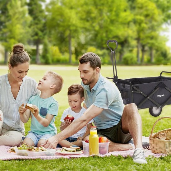 SnelShoppen - Opvouwbare Bolderkar voor Kinderen - Handwagen, Tuinwagen, Transportwagen, Inklapbaar, Strandwagen, Tot 80 kg, 94 Liter, Zwart, 98 x 45 van Snelshoppen — afbeelding 5