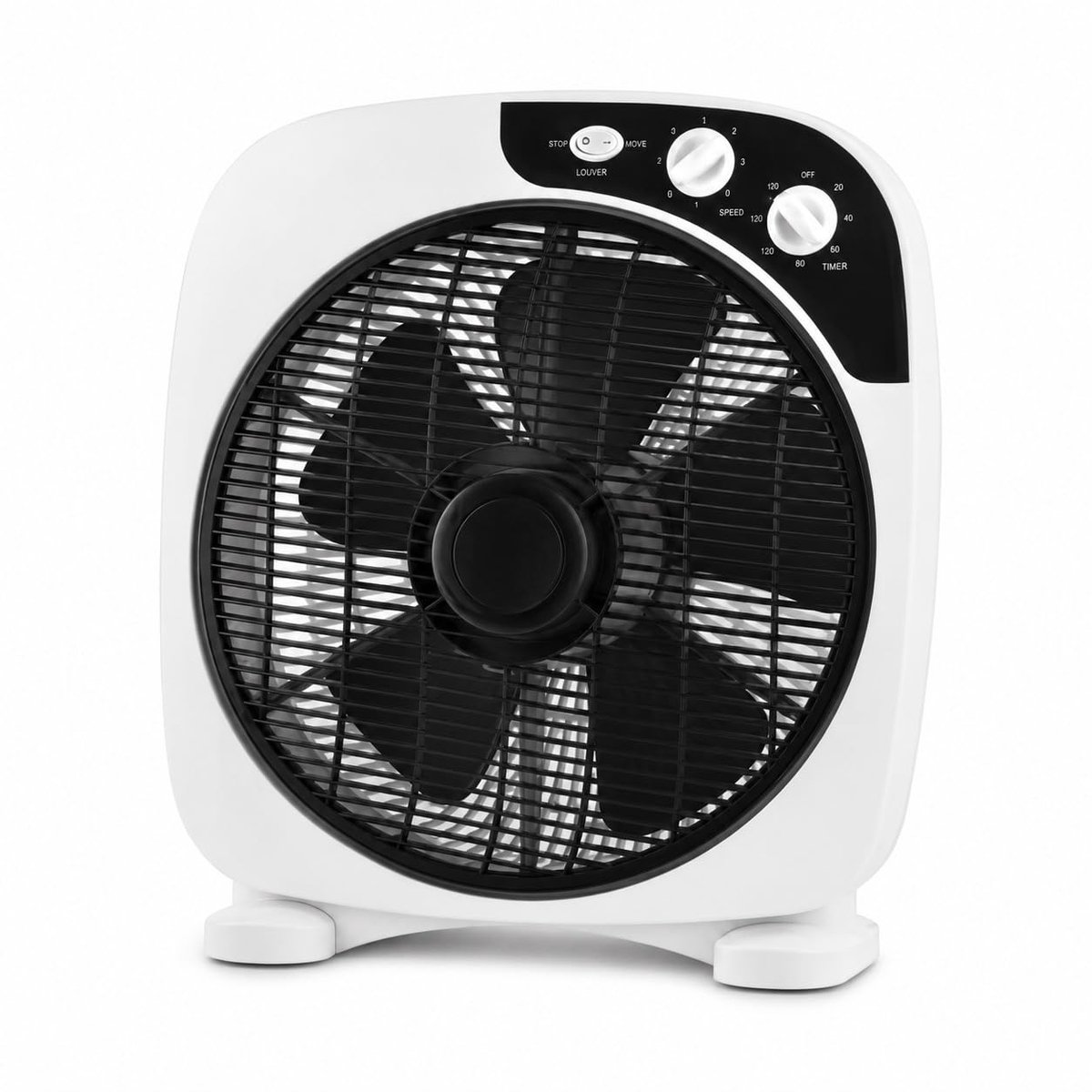 SnelShoppen - Draagbare Ventilator 40W - Regelbare Tafelventilator - Stille Metalen Ventilator - Wit/Zwart - Ideaal voor Thuis, Tuin, Camping, Keuken