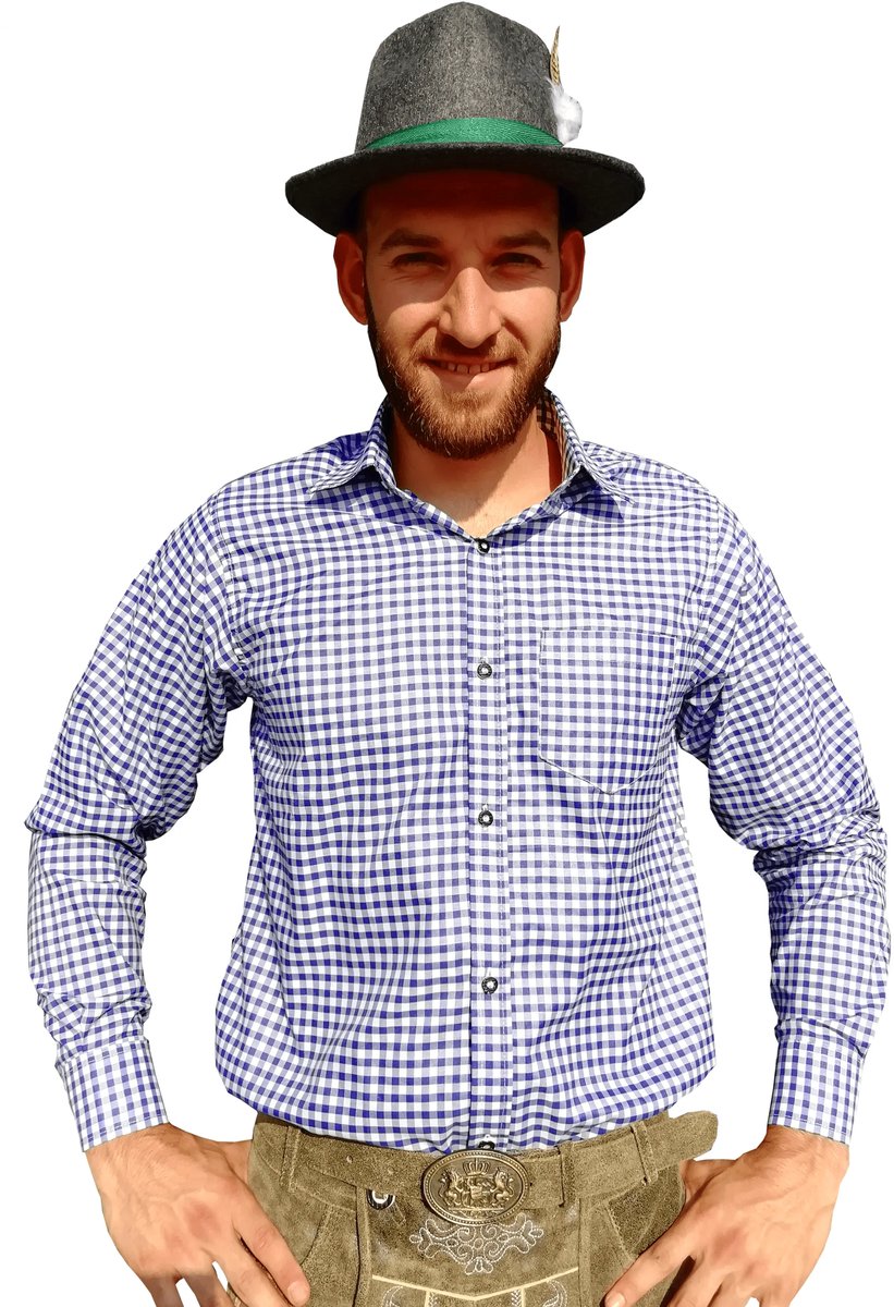 LEDERHOSEN.NL - Tiroler overhemd blauw-wit