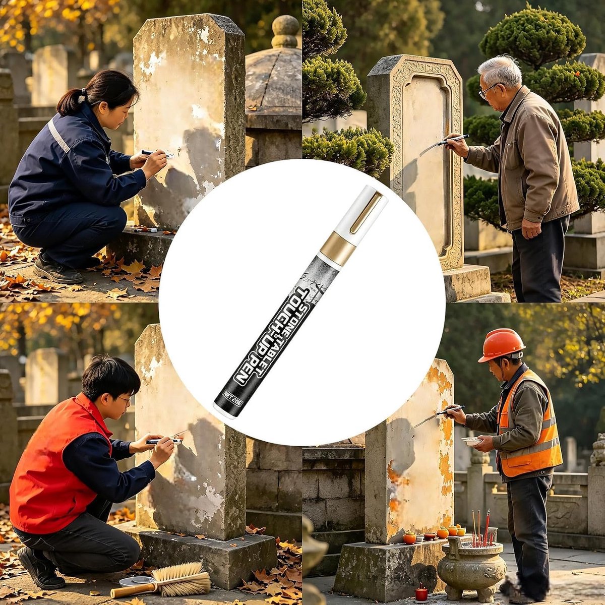 Grafsteen Stift - Belettering pen Monument - Graven Opknappen - UV-bestendig Sneldrogend - 08 mm Punt - Goud