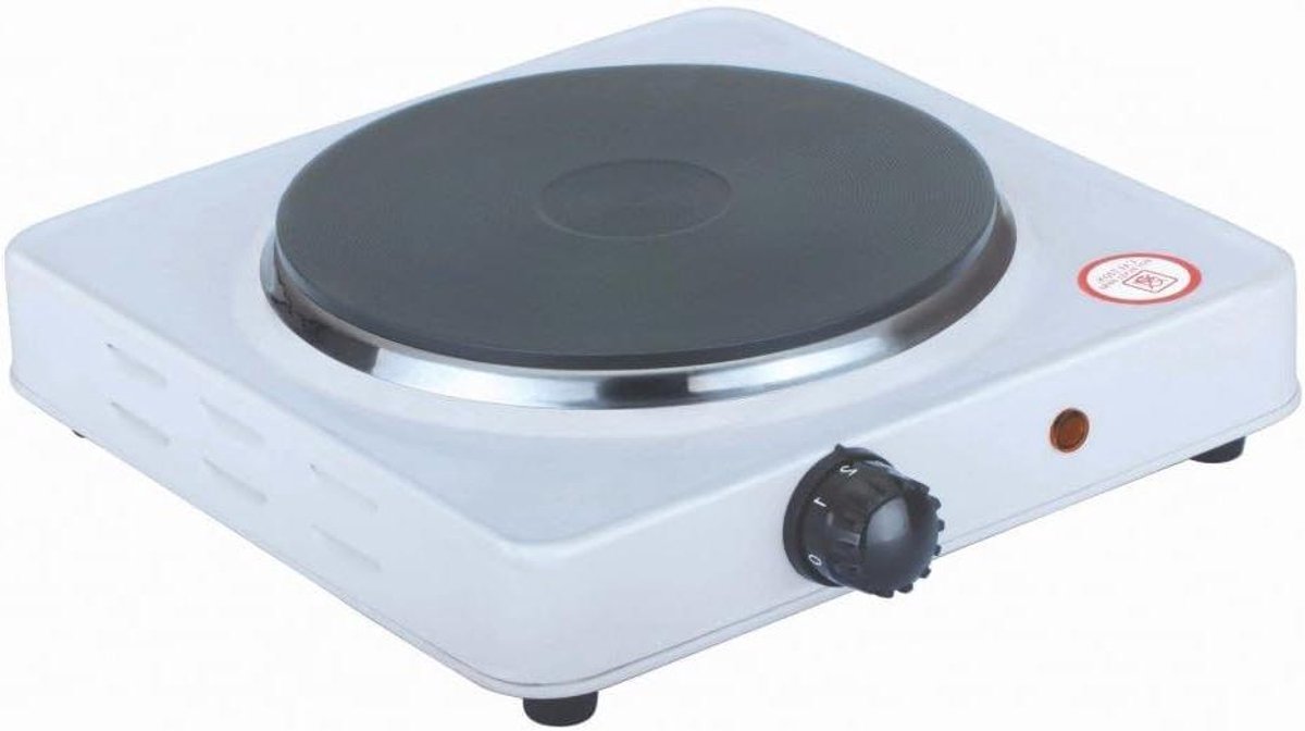 Elektrisch fornuis - Draagbare kookplaat - Reizen en kamperen - Gietijzeren plaat - 185 mm diameter - Wit
