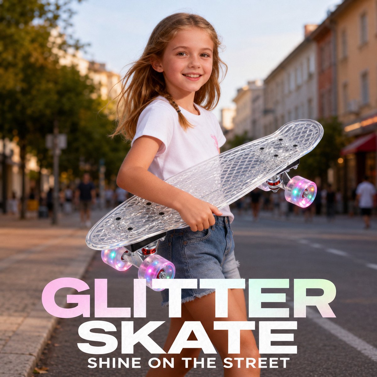 Suotu Skateboard met LED Lichtgevend Dek & Wielen - ABEC-9 - Skateboard Meisjes/jongens – Skateboard Volwassenen - Transparant — afbeelding 5