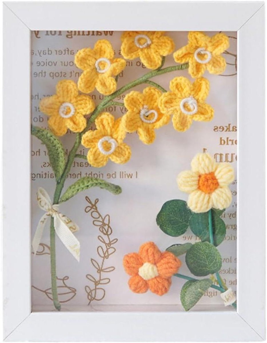 Gehaakt Zonnebloem Boeket - Wanddecoratie Bloem - Interieur Verfraaien - Handgemaakt Ambacht - 245 x 31 cm - Geel Wit Rood