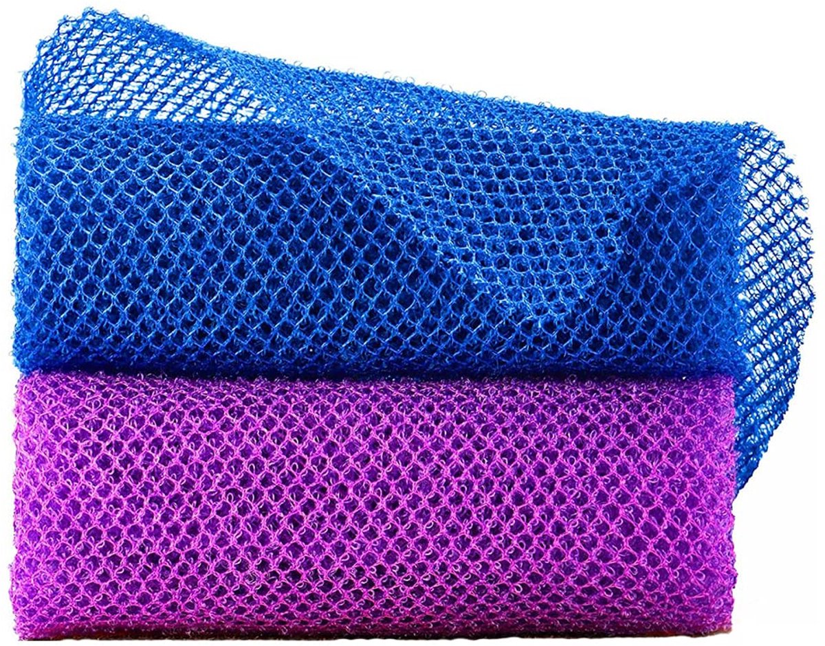 Dailygoods - 2 Stuks Afrikaanse Net Scrub Spons - Bad Peeling en Douche Sponzen