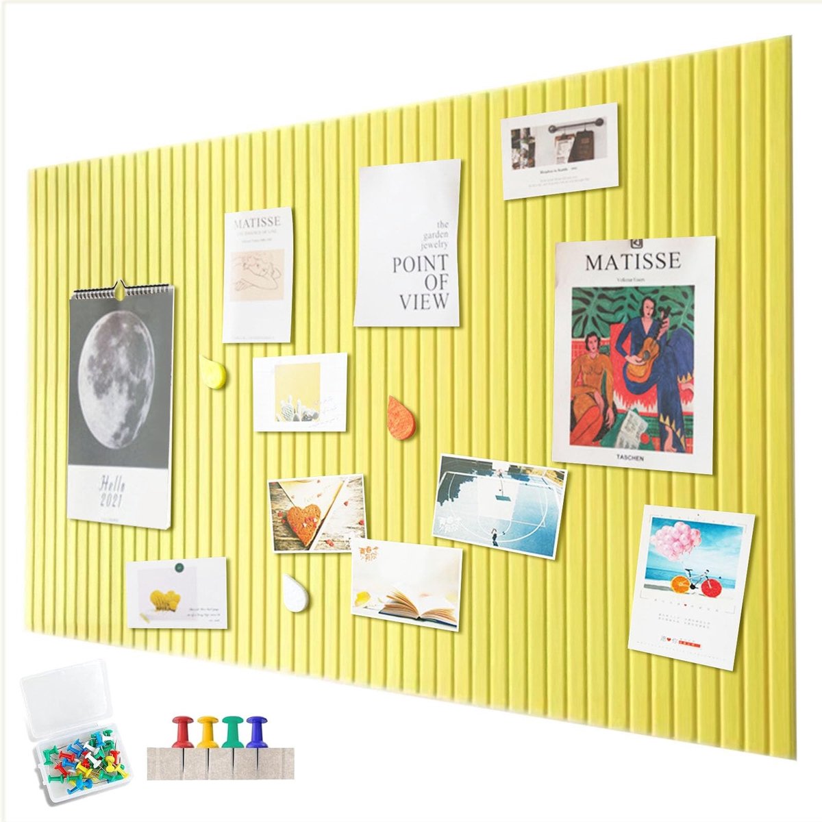Dailygoods - Grote Vilten Prikbord 60 x 40 cm - Zelfklevend en Decoratief - Lemon Yellow