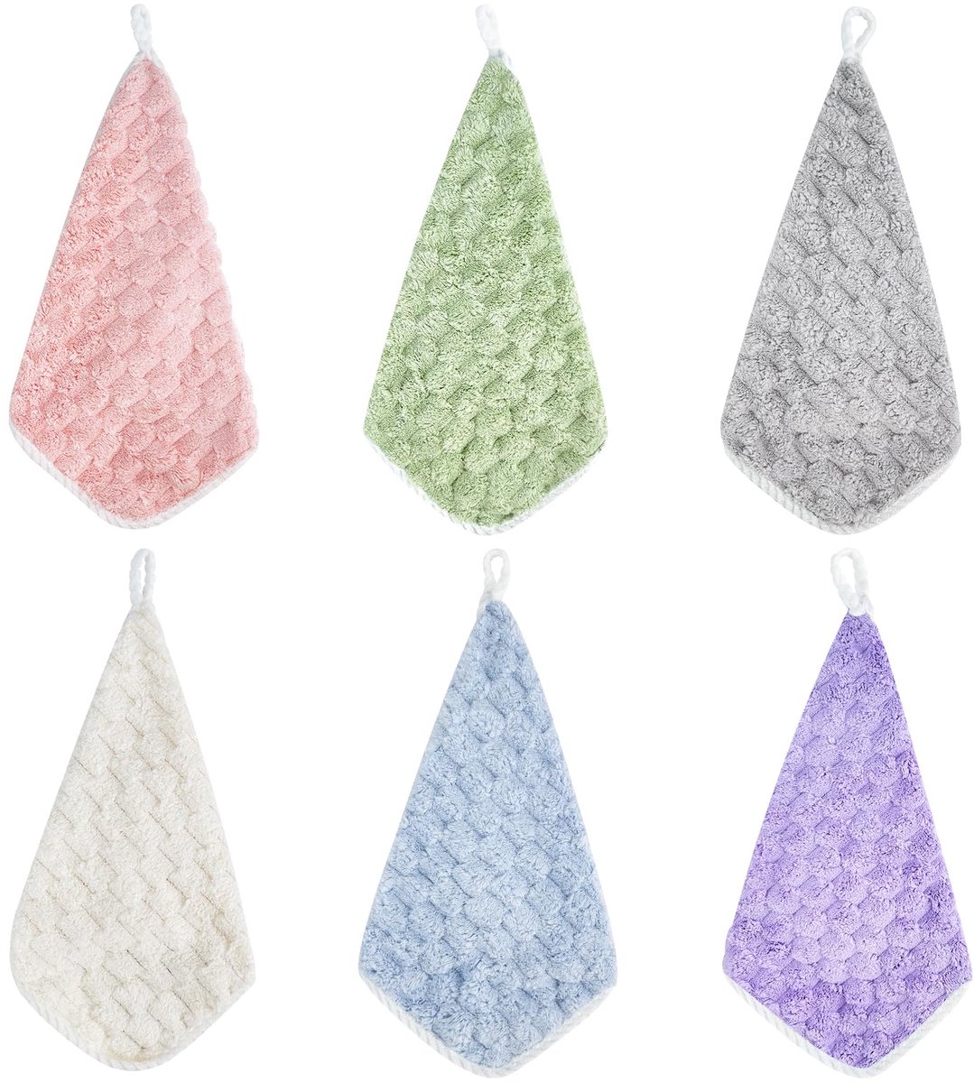 Dailygoods - 6 stuks hangende handdoeken van microvezel met ophanglus